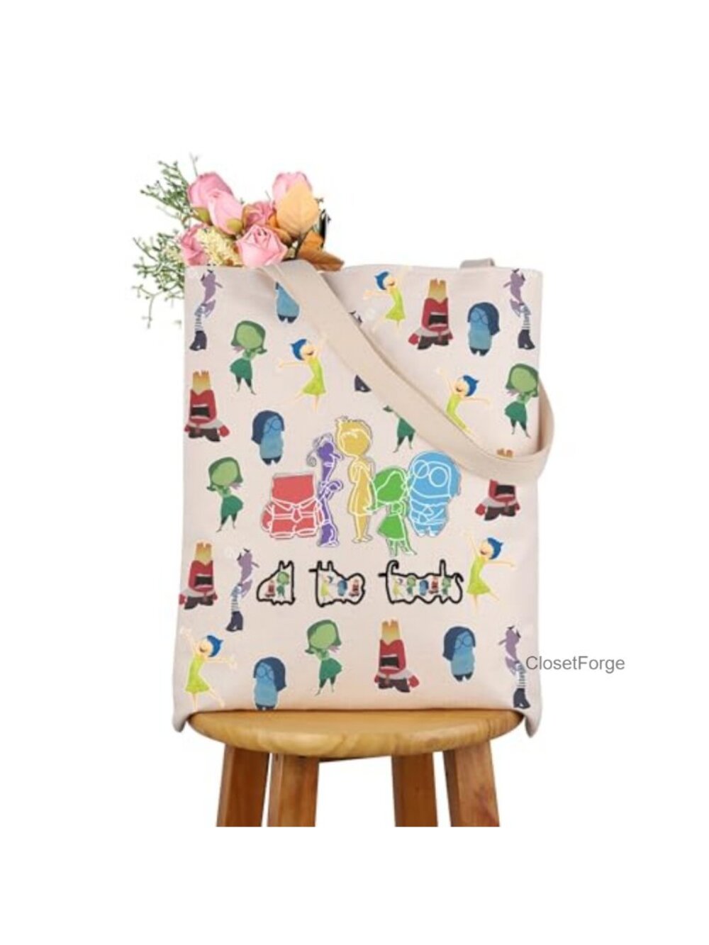 Cartoon Tote Bag Polyester Reusable Shopping Tote Shoulder Bag